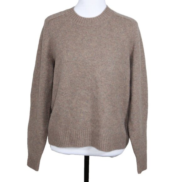 Naadam Luxe 100% Cashmere Utility Crew Neck Sweater Timber Brown Medium EUC - Picture 6 of 7